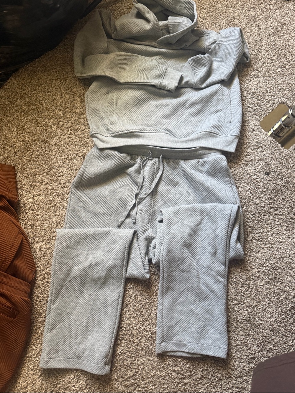 Cozy Light Gray Quilted Loungewear Set